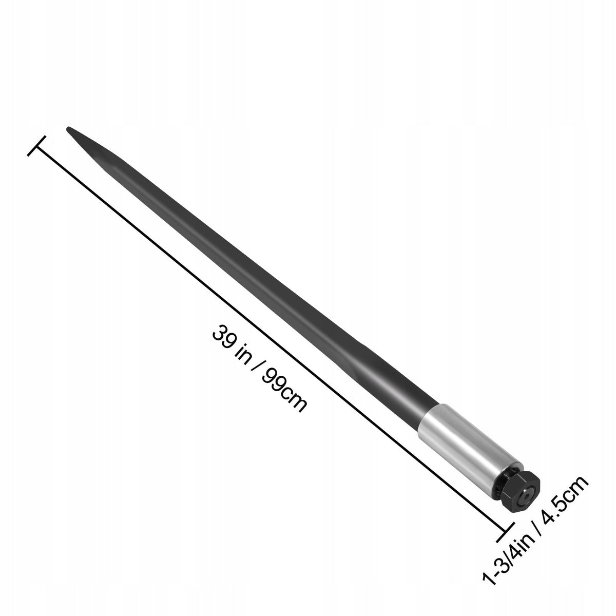 HEAVY-DUTY VEVOR LOADER TOOTH BALE SPEAR 4.5X99CM 1633KG CAPACITY BLACK