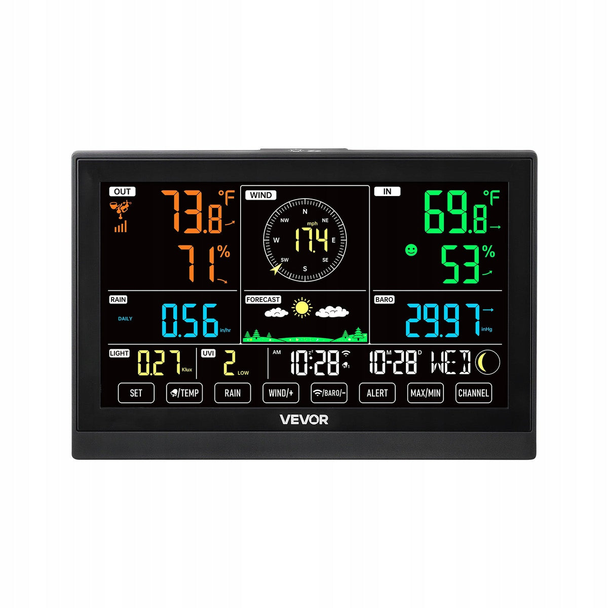 VEVOR WEATHER STATION 7-IN-1 WIFI APP 7.5-INCH DISPLAY STURDY