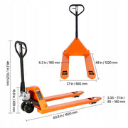 VEVOR 3T hand pallet truck with 1220 x 685 mm forks