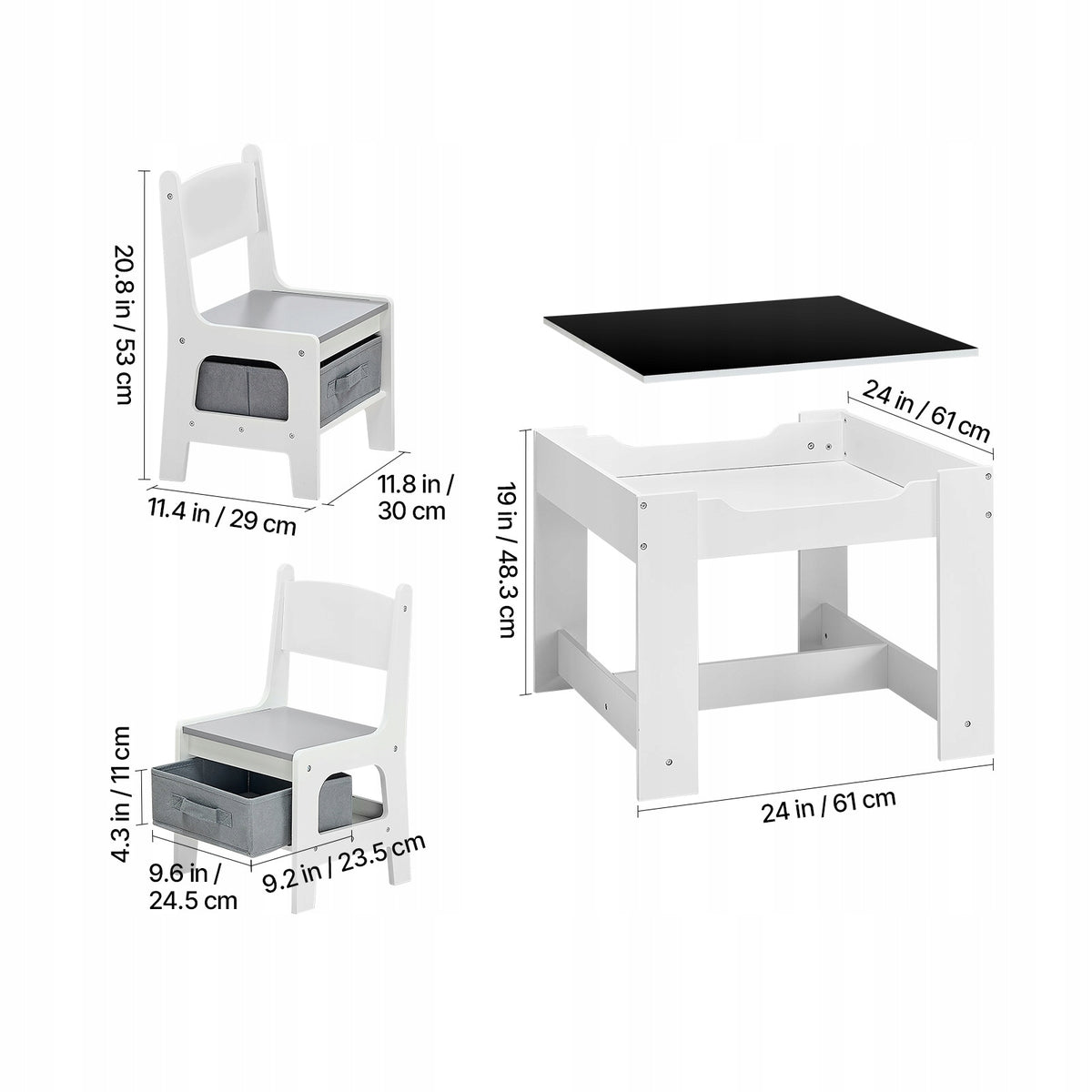 VEVOR CHILDREN'S TABLE WITH 2 CHAIRS AND FABRIC STORAGE BIN STURDY