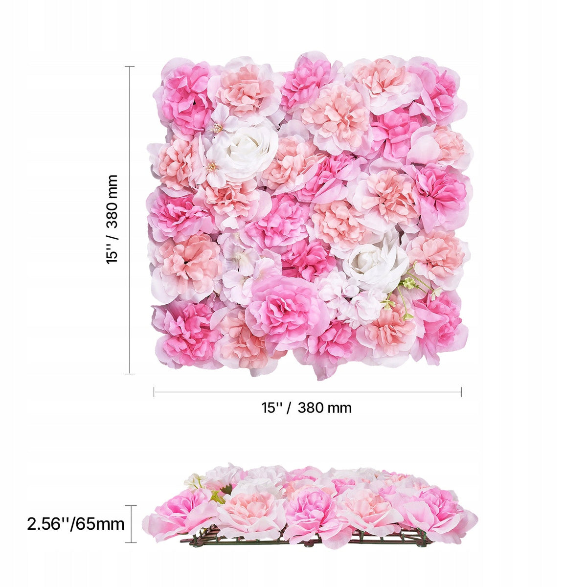 VEVOR ARTIFICIAL HEDGE 12 PCS 380X380X65 MM PINK PE STRONG PANEL WALL