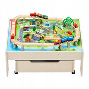 VEVOR WOODEN PLAY TABLE 100 PIECES TRAIN SET STRONG SOLID