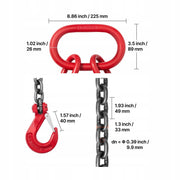 VEVOR 10 MM X 3 M G80 CHAIN SLING 10.4 T WITH 4 STRONG SOLID HOOKS