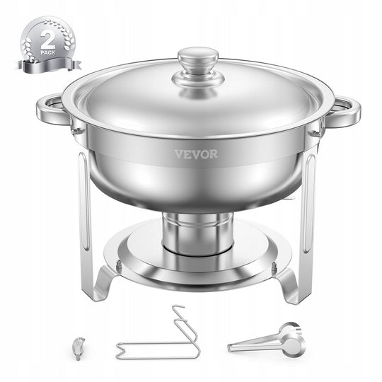 VEVOR CHAFFER BUFFET FOOD WARMER 2X5QT STAINLESS STEEL SILVER