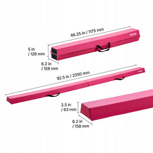 VEVOR FOLDABLE KIDS GYMNASTICS BALANCE BEAM 233 CM PINK 90.7 KG CAPACITY