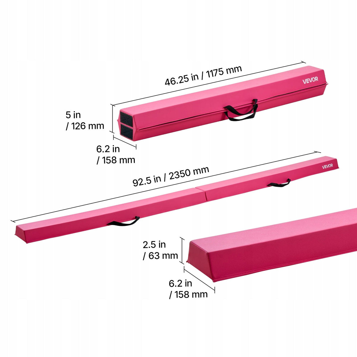 VEVOR FOLDABLE KIDS GYMNASTICS BALANCE BEAM 233 CM PINK 90.7 KG CAPACITY