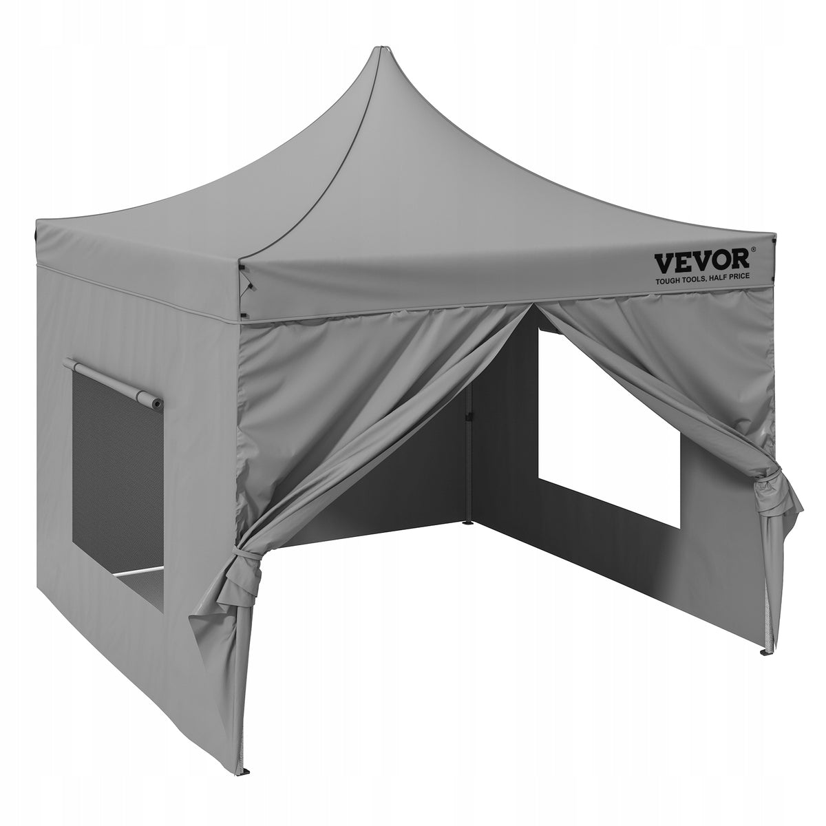 VEVOR GARDEN GAZEBO 304X304 CM 3 HEIGHTS 500D PU SILVER FOLDING