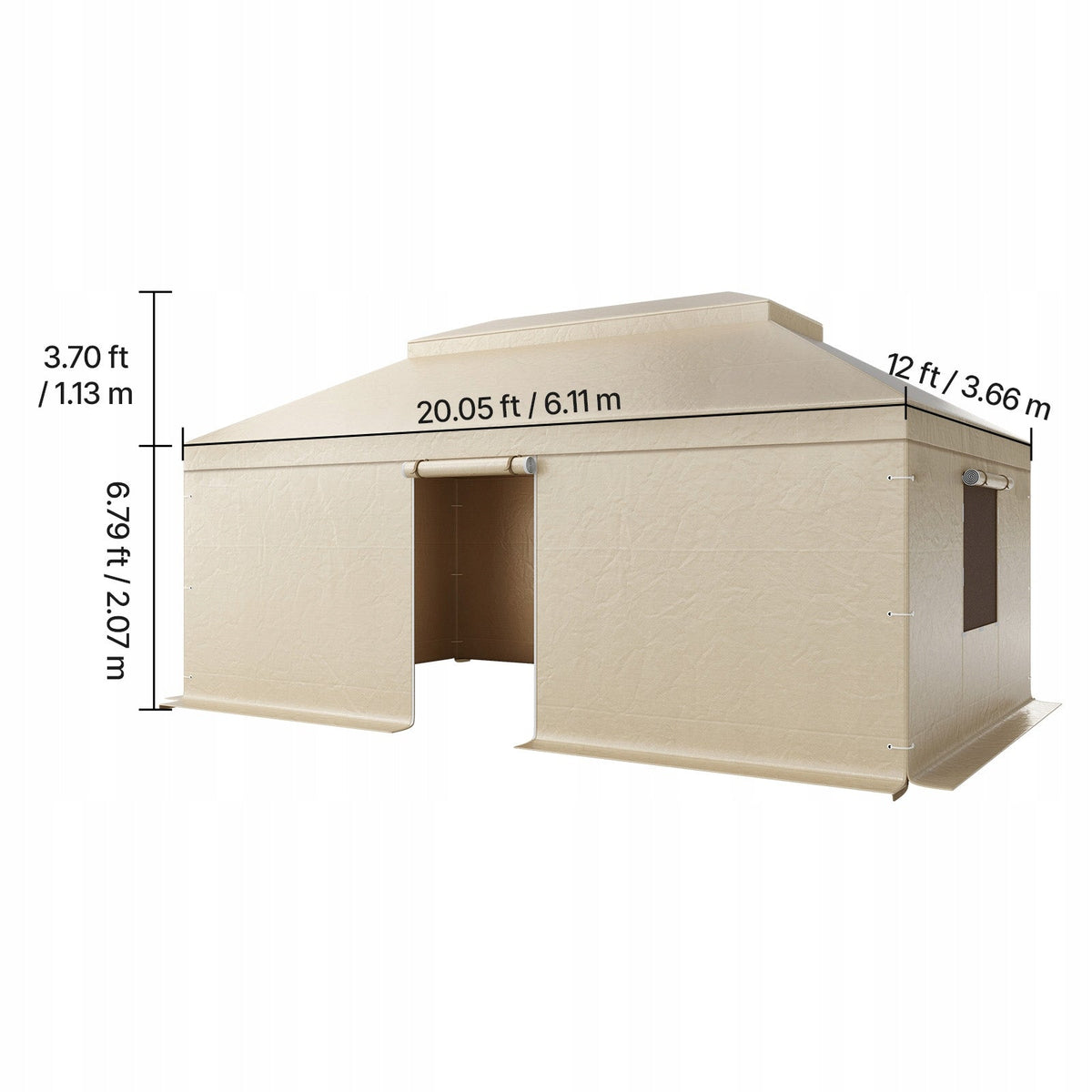 VEVOR WINTER GAZEBO COVER 3.66X6.1M TWO-TIER WATERPROOF BEIGE