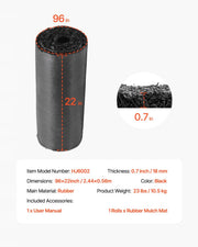 VEVOR RUBBER MULCH 2.44X0.56M GARDEN PATH MAT DURABLE BLACK