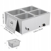 VEVOR PROFESSIONAL COMMERCIAL FOOD WARMER 4 CONTAINERS 1500W