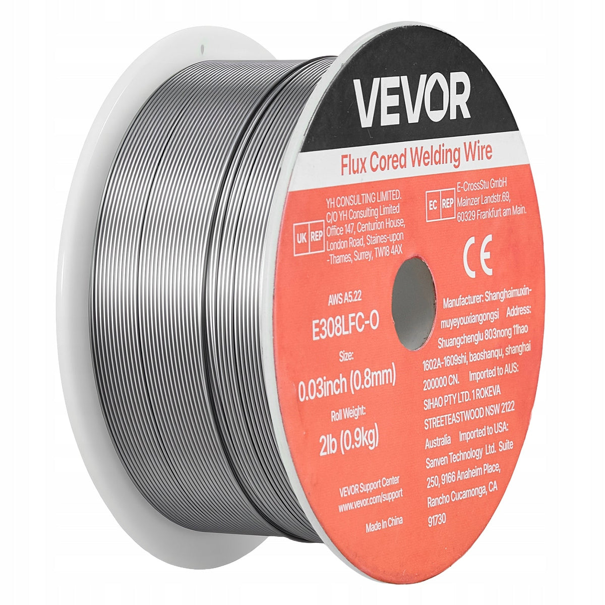 VEVOR FLUX CORED WIRE 0.8MM 0.9KG FOR MIG WELDING E308LFC-O GASLESS