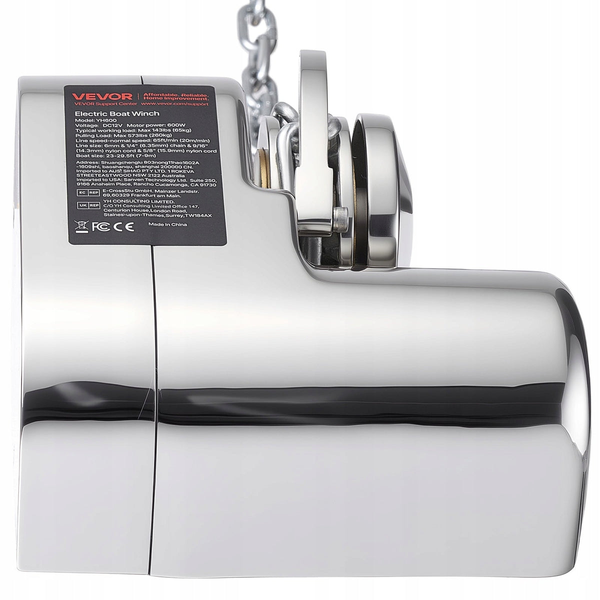 VEVOR 12V 600W ELECTRIC FISHING WINCH 316 STAINLESS STEEL