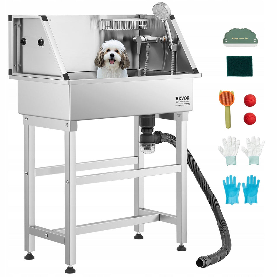 VEVOR DOG GROOMING BATH TUB STAINLESS STEEL PET GROOMING TUB HEAVY DUTY