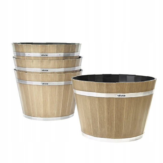 VEVOR 300X210 MM POTS SET OF 4 WHISKEY BARREL PLANTERS STRONG