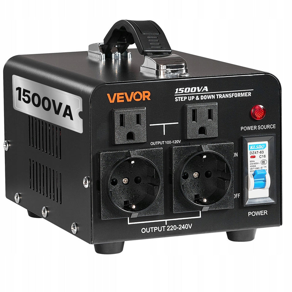 VEVOR 1500VA POWER TRANSFORMER STEP UP AND DOWN VOLTAGE 110V