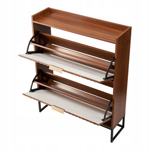 VEVOR 2-FLAP SHOE CABINET WALNUT STRONG SPACE-SAVING