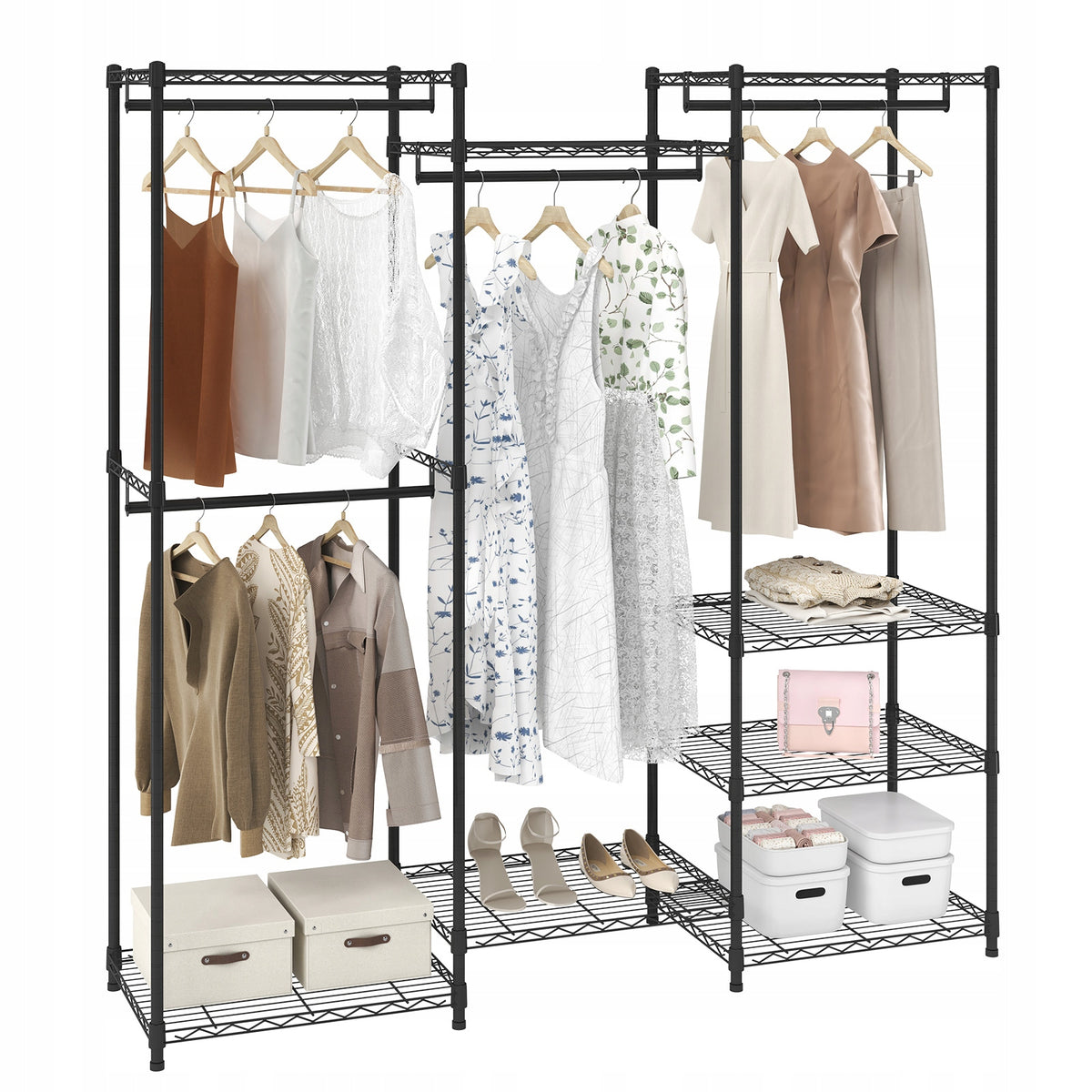 VEVOR MOBILE CLOTHES RACK HEAVY DUTY FREESTANDING 362 KG ADJUSTABLE
