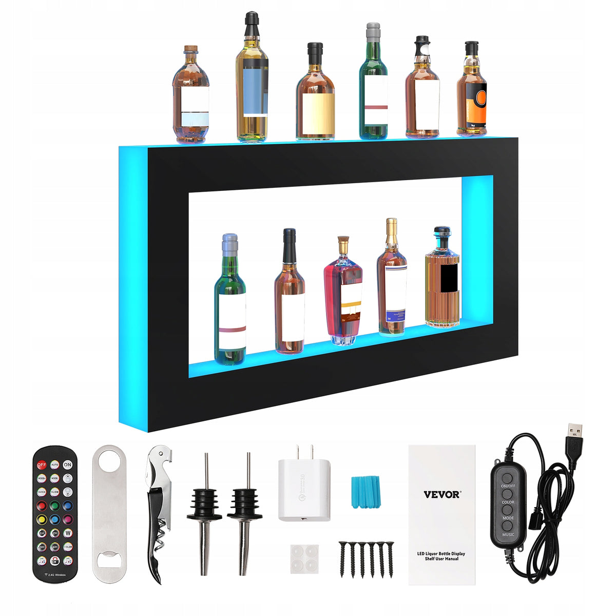 VEVOR POWERFUL LED WINE RACK 48 INCH RF REMOTE CONTROL APP ACRYLIC