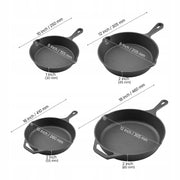 VEVOR CAST IRON PAN SET 150 205 260 305 MM STRONG SET SILICONE