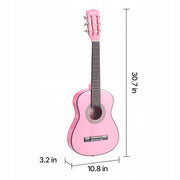 VEVOR 780 MM CLASSICAL GUITAR STARTER PACK PINK NYLON