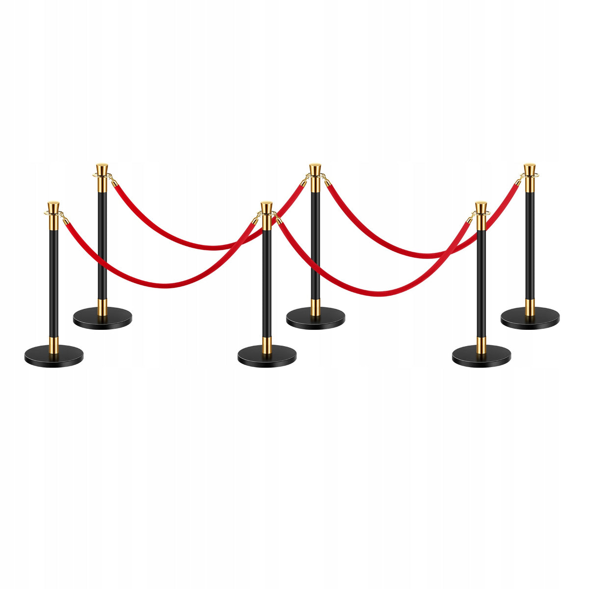 VEVOR STANCHIONS 6 PCS WITH 4 RED VELVET ROPES STRONG