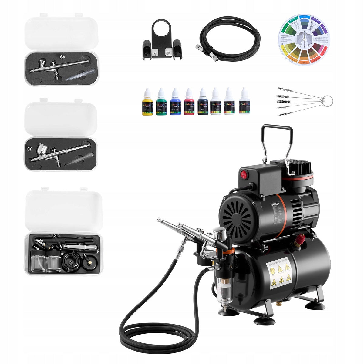 VEVOR 1.6 HP AIRBRUSH KIT COMPLETE 3 GUNS COMPRESSOR PAINT TANK