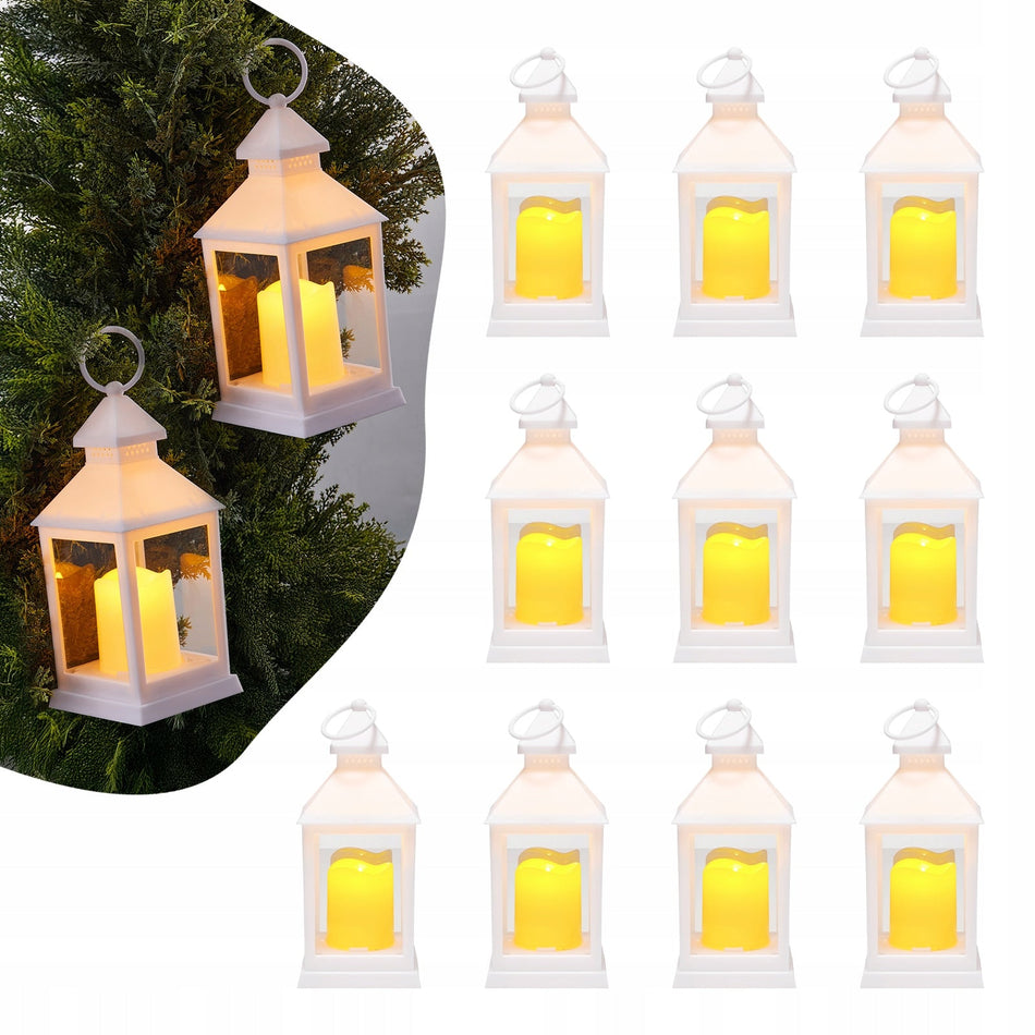 VEVOR SET OF 12 DECORATIVE LED LANTERNS FOR ELECTRIC CANDLES, WHITE