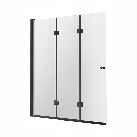 VEVOR FOLDING SHOWER DOOR FOR BATHTUB 1295X1422 MM BLACK PREMIUM