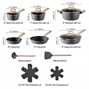VEVOR 17-PIECE PREMIUM BLACK INDUCTION POT AND PAN SET