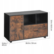 VEVOR WOODEN MOBILE OFFICE FILING CABINET WITH OPEN SHELVES