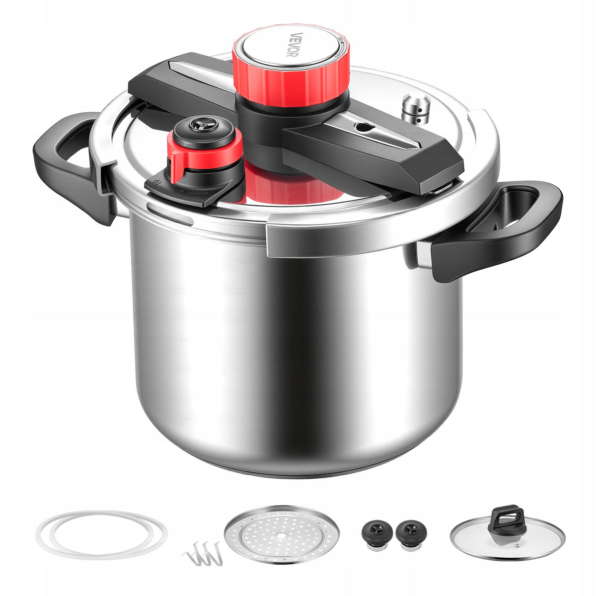 VEVOR 7L STAINLESS STEEL PRESSURE COOKER HEAVY-DUTY TRI-PLY BOTTOM STEAMER