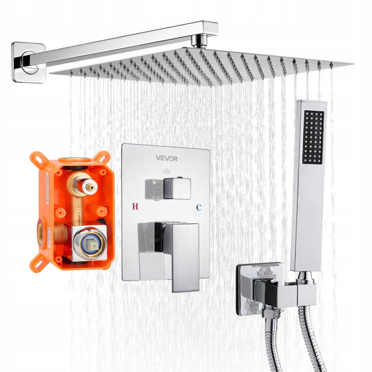VEVOR PROFESSIONAL SHOWER FAUCET WITH 12-INCH SQUARE RAIN SHOWER HEAD