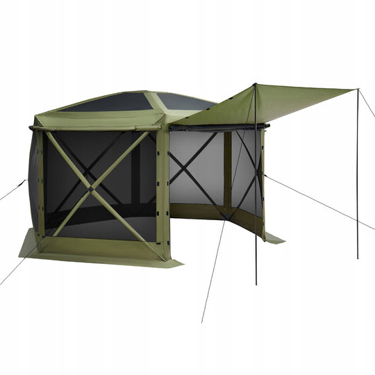VEVOR 3x3M FOLDABLE GAZEBO LARGE 6-SIDED CAMPING TENT STRONG
