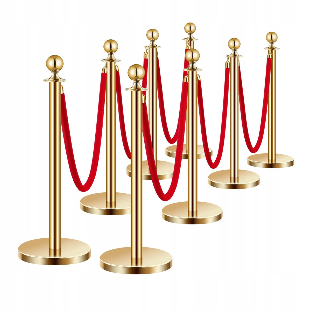 VEVOR PROFESSIONAL CROWD CONTROL STANCHIONS 8 PCS WITH 6 RED ROPES