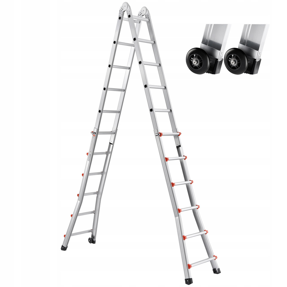 VEVOR A-FRAME TELESCOPING LADDER 20.5FT COMPACT STURDY ALUMINUM 330LB