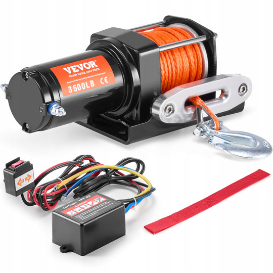 VEVOR 3500 LB 12V DC Electric Winch Synthetic Rope IP55