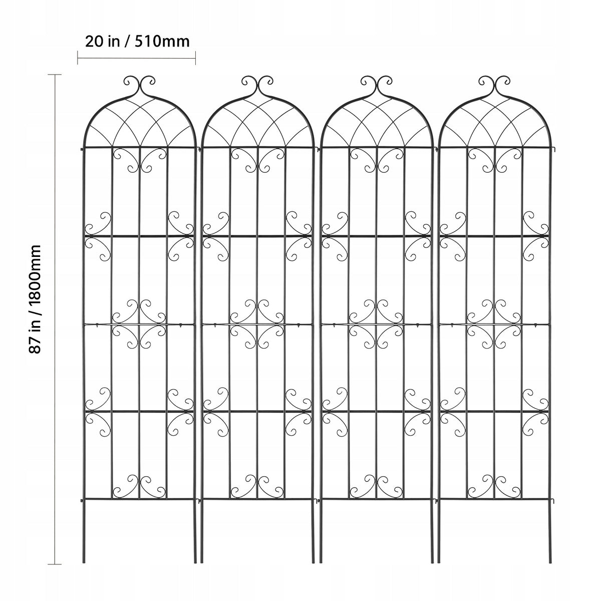 VEVOR CLIMBING PLANT SUPPORT 4 METAL TRELLISES 51X220 CM STURDY