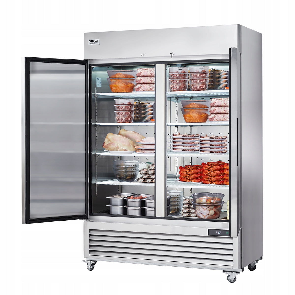 VEVOR 1100L 2-DOOR STAINLESS STEEL DIGITAL COMMERCIAL FREEZER