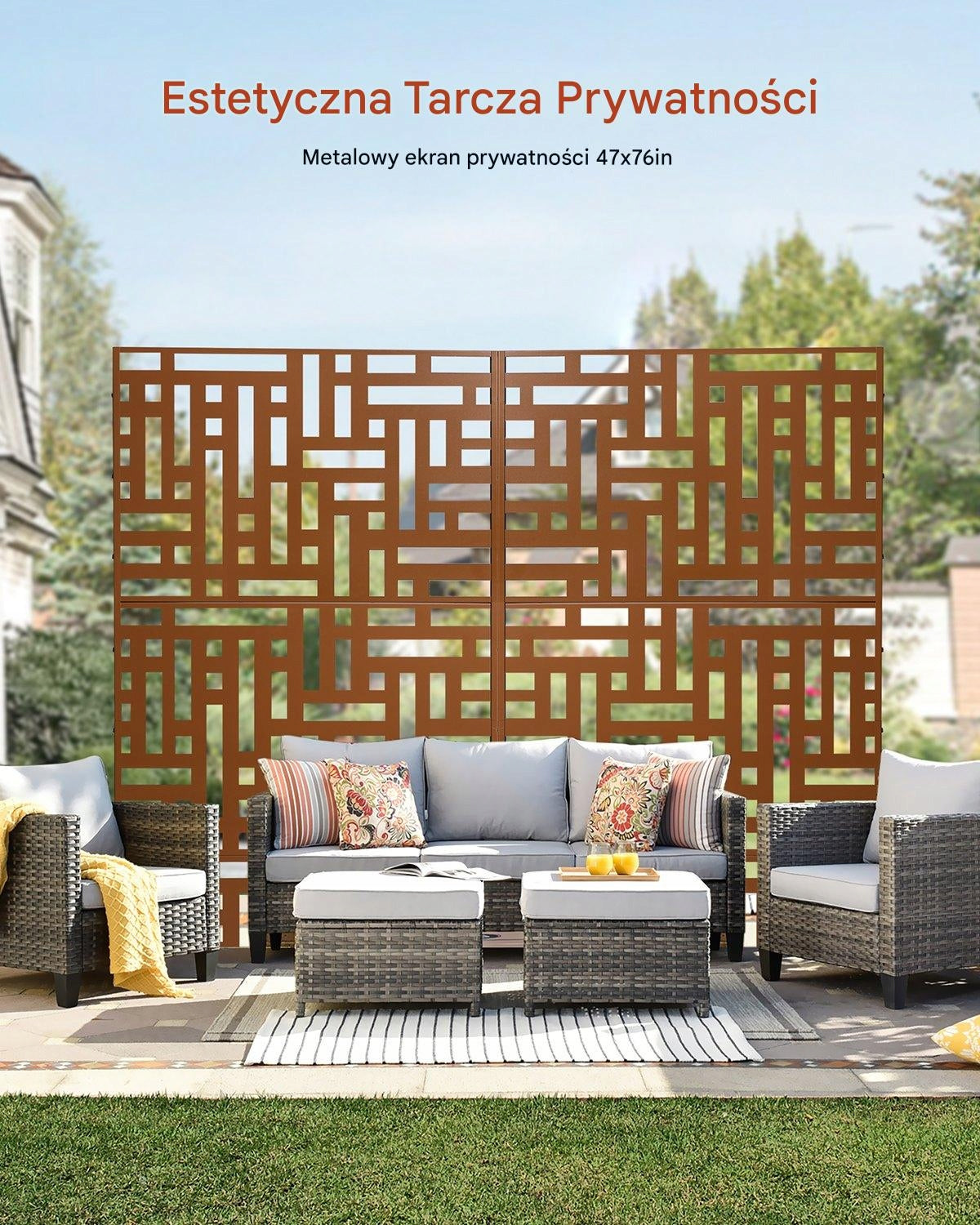 VEVOR METAL SCREEN 3-PANEL 120X50.8X193 CM BROWN SCREEN