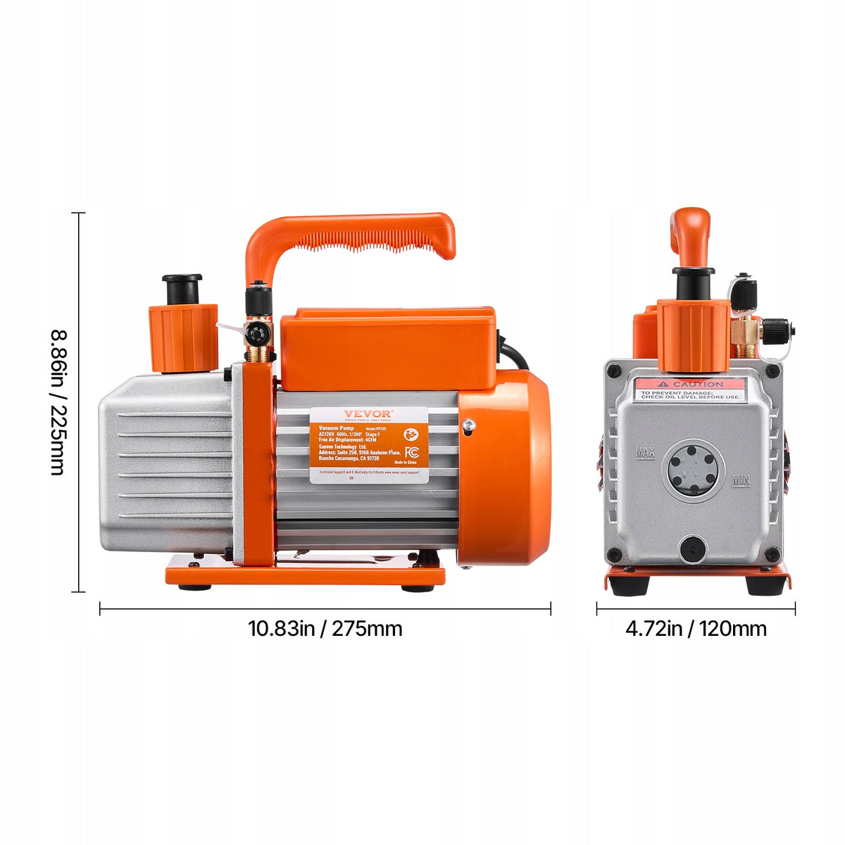 VEVOR SINGLE STAGE VACUUM PUMP 4 CFM 150W BEST FOR HVAC R134A