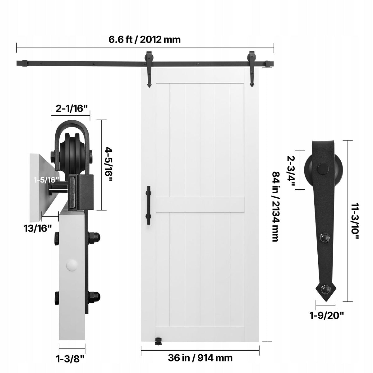 VEVOR 914X2134MM SLIDING DOOR SYSTEM WITH PLANKS STRONG AND EASY INSTALLATION
