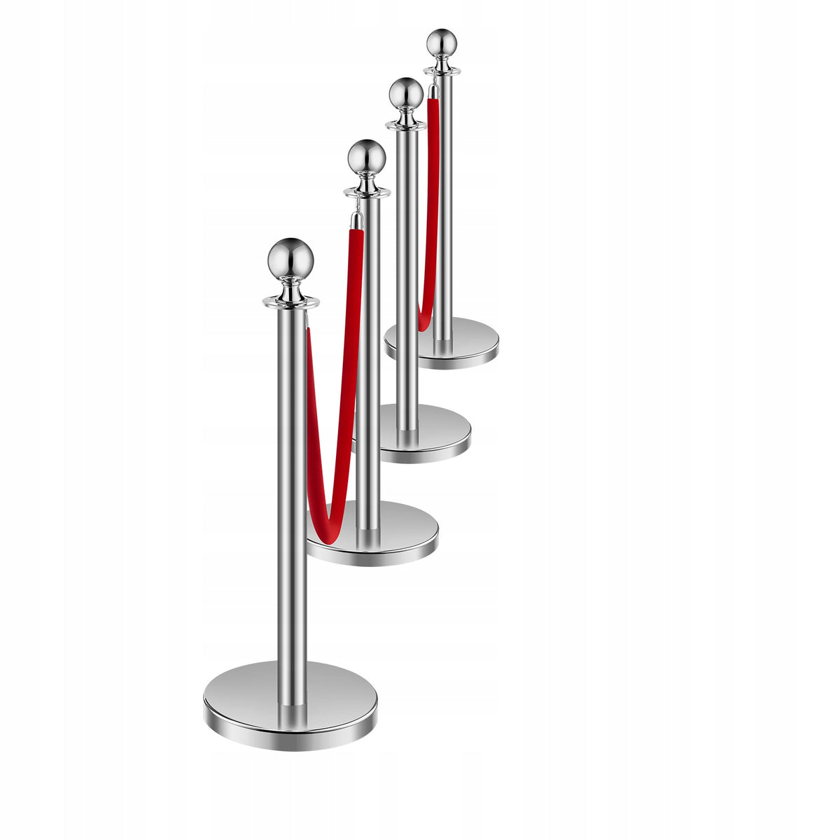VEVOR 4-Piece Crowd Control Barrier with 2 Red Velvet Ropes