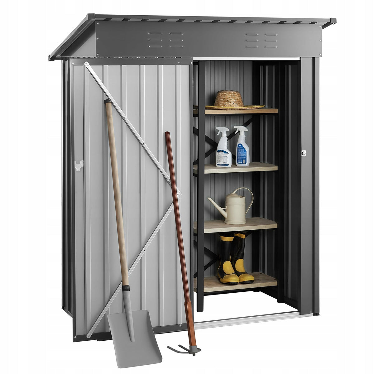 VEVOR METAL TOOL SHED LOCKABLE DOOR 1533X876X1815MM STURDY