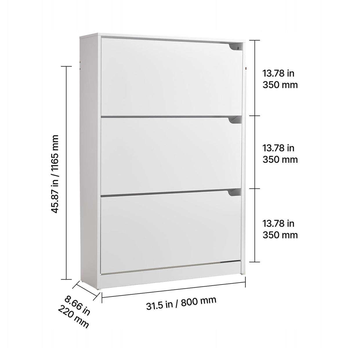 VEVOR SHOE CABINET WITH 3 DROP-DOWN DOORS WHITE SPACE-SAVING
