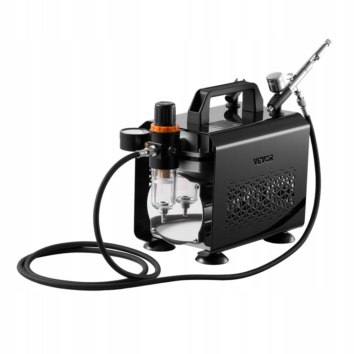 VEVOR 1/6 HP AIRBRUSH KIT WITH COMPRESSOR, 3 NOZZLES, ACRYLIC PAINTS