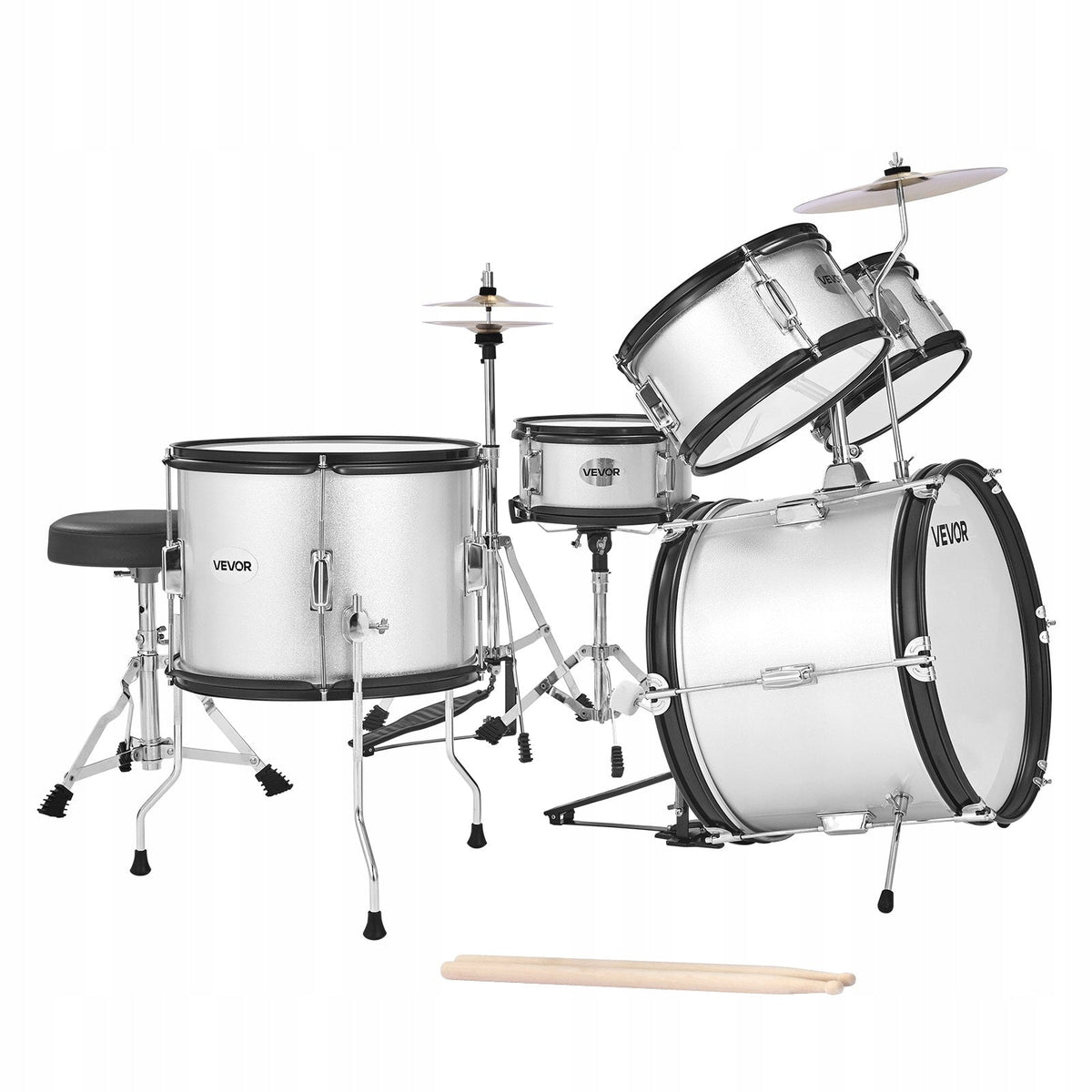 VEVOR 5-PIECE DRUM SET 16 INCHES ADJUSTABLE THRONE DRUMSTICKS