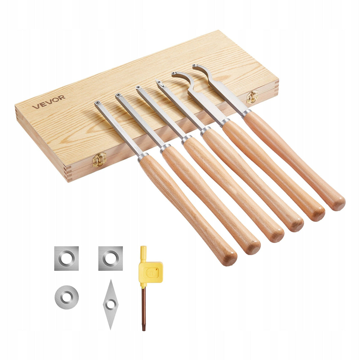 VEVOR WOOD LATHE CHISEL SET 6-PIECE HEAVY-DUTY CARBIDE