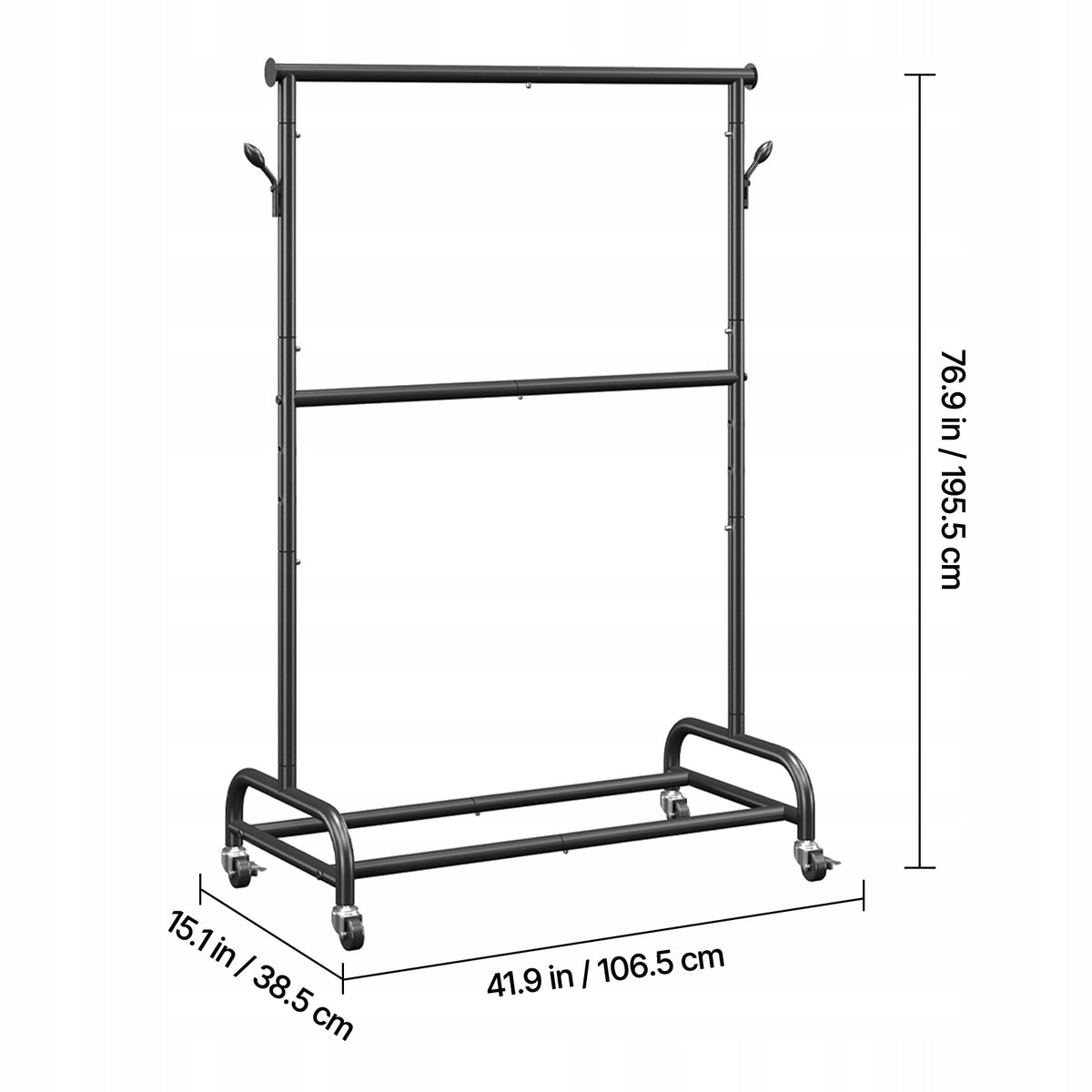VEVOR Professional Clothes Rack with Wheels and Adjustable Crossbar