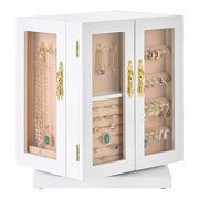 VEVOR JEWELRY BOX ROTATING 360 5 DRAWERS WHITE PREMIUM