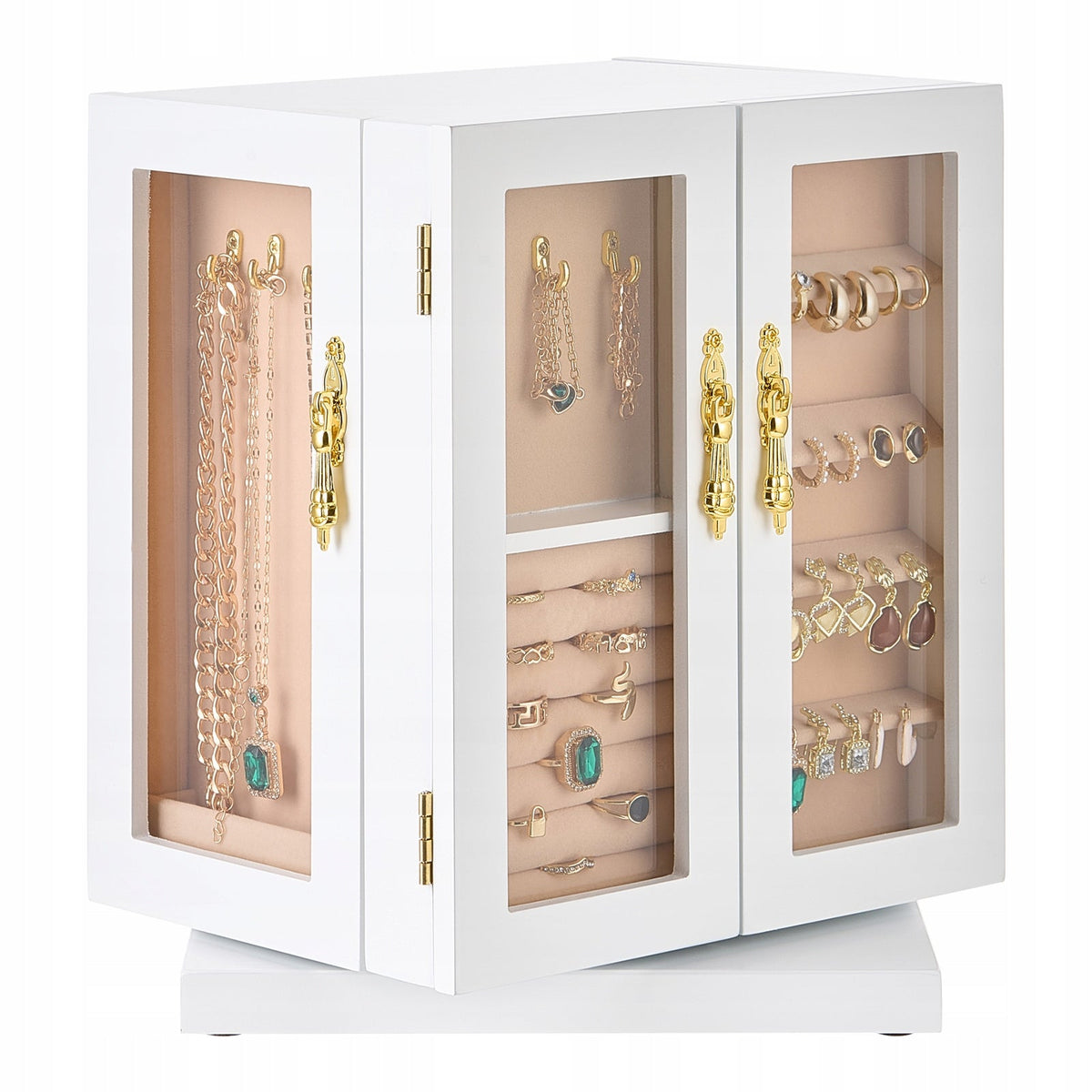 VEVOR JEWELRY BOX ROTATING 360 5 DRAWERS WHITE PREMIUM